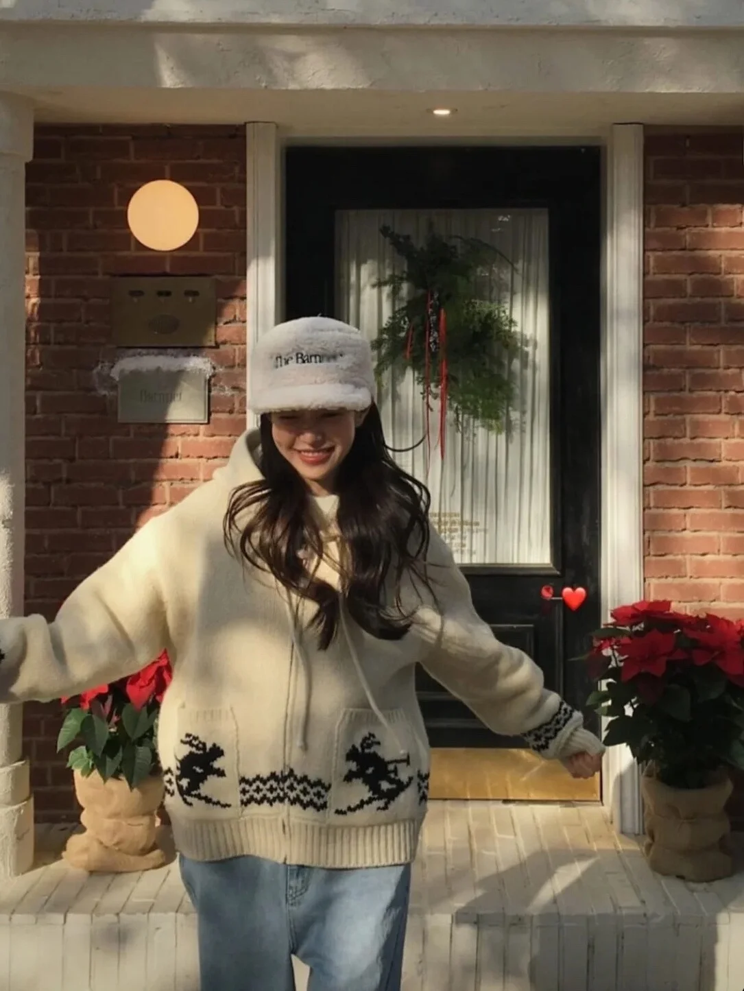

Zipper Hat Snowflake Knitted Cardigan Woolen Warm Commute Sle Long Sve Winter Faion Women's Sweater Barnnet Trend