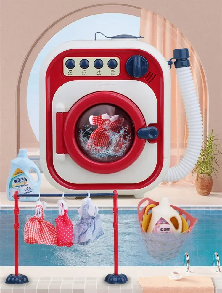 LED lights and music Simulate electric Roller washing machine toy rotatable add water Play house Interactive Toy baby best gift