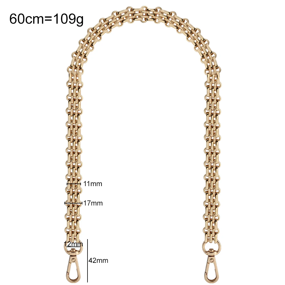 2/5/10PCS 30-60-120CM 17mm Aluminum Metal Bags Chain For Crossbody Belt Bags Purse Underarm Handbags Replacement Accessories