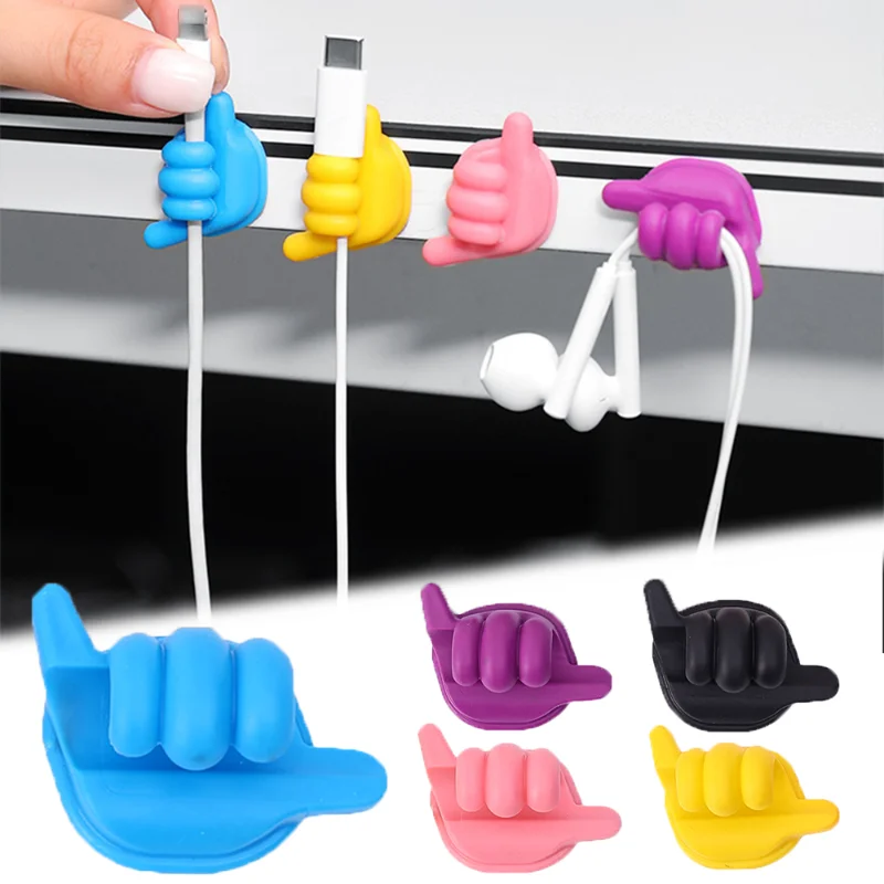 Styling Colorful Thumb Hook Car Phone Charging Cable Tidying Tools Universal Auto Interior Cable Organizer Clips Accessories