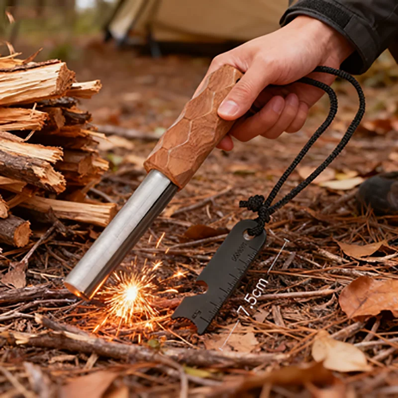 2025 New Outdoor Multifunctional Flint Magnesium Stick Portable Camping Fire EDC Tool Wilderness Survival Emergency Fire Starter
