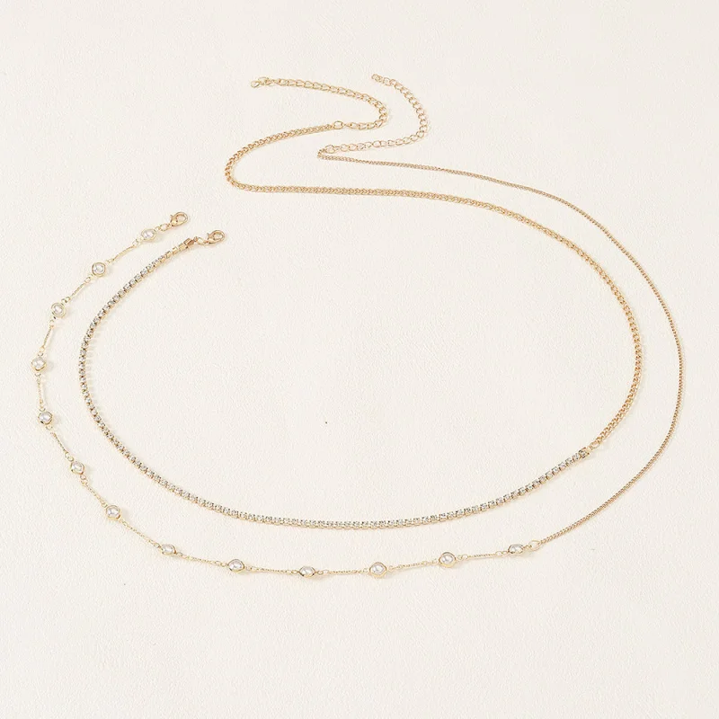 2pcs/set Rhinestone & Pearl Body Harness – A Daring, Delicate Metal Chain for Nights Out & Festival Looks.