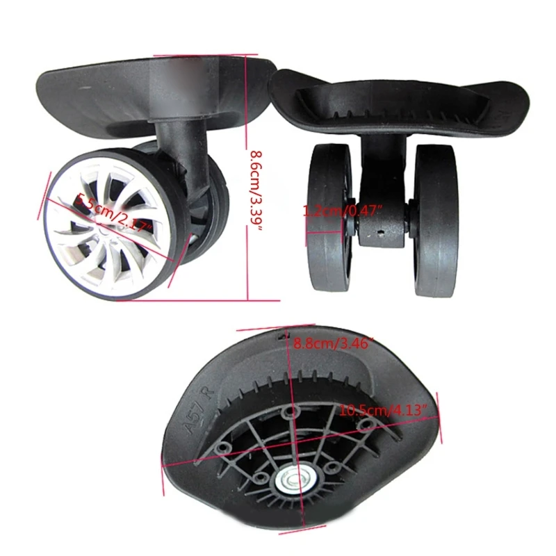 E74B Replacement Luggage Wheels Portable A57 Suitcase Wheels Luggage Swivel Trolley Case Luggage Wheel for Repair Replacement