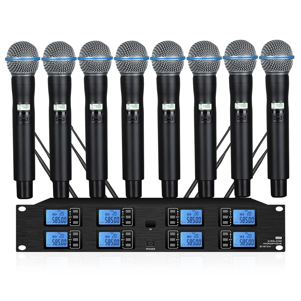 

Professional UHF wireless microphone 8 channels all-metal handheld microphone church theater wedding stage microphone