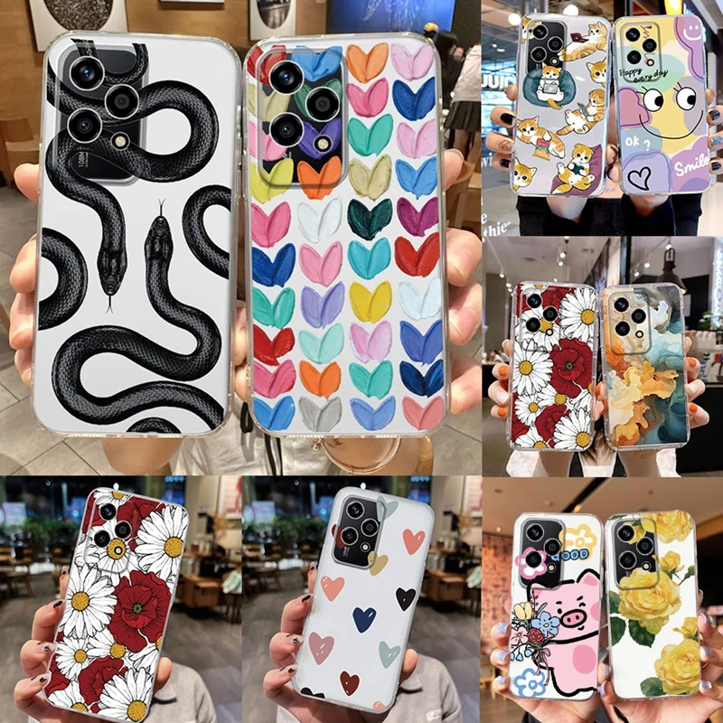 Love Black Snake Dierlijke Bloem Telefoon Hoesje Voor Huawei Honor 200 90 70 Lite 200 Pro 70 90 200 Smart X7 X7a X7b 50X5 Plus 20 Cover