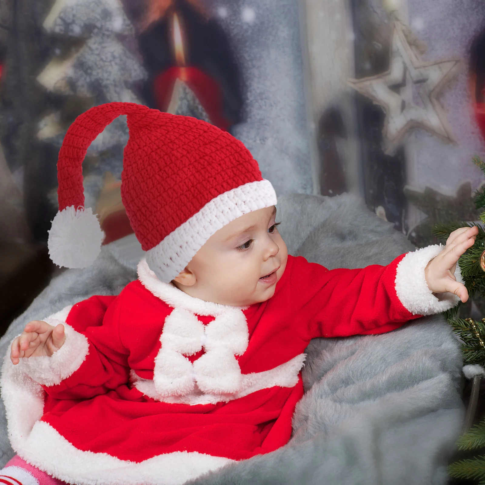 

Lovely Christmas Santa Crochet Baby Hat 0 12 Months Newborn Unisex Handmade Beanie Warm Friendly Cotton Infant for Baby