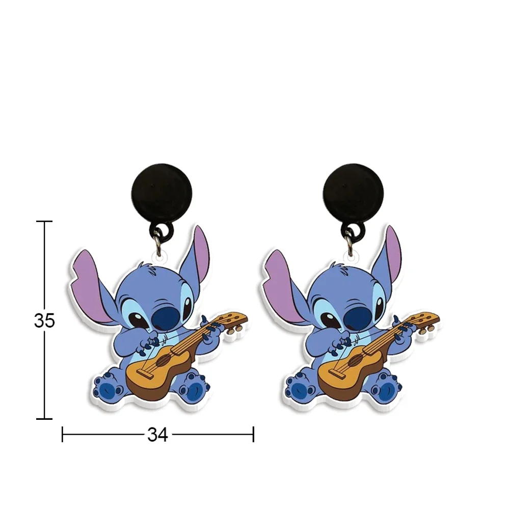 Śliczna figurka Stitch Disney akrylowe kolczyki postać z kreskówki Stitch Lilo wisiorek kolczyki w kształcie kropli do uszu Party biżuteria