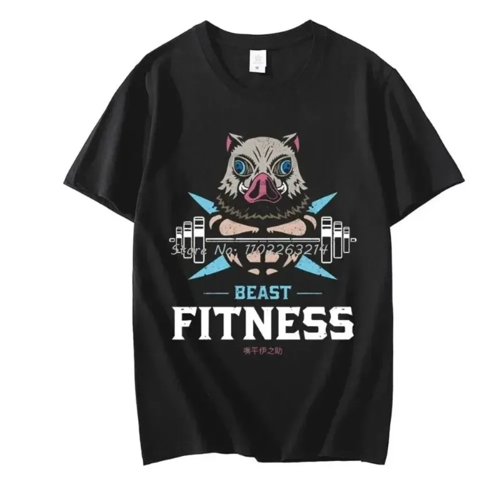 Inosuke Hashibira Pure Cotton T-shirt with Anime Print for Summer 2026 Loose and Casual Parent-child Short Sleeved Top