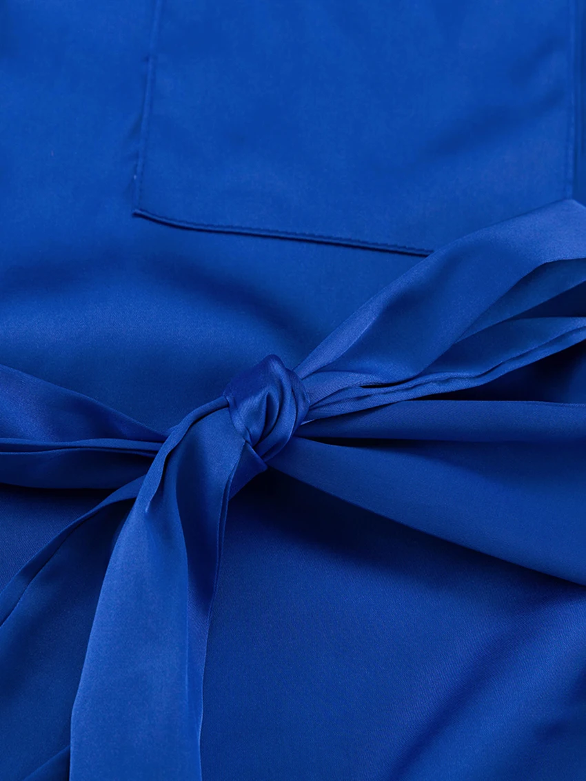 Marthaqiqi-Conjunto de ropa de dormir a la moda para mujer, pijama de manga larga con cuello vuelto, camisón con cordones, pantalones, camisón para mujer