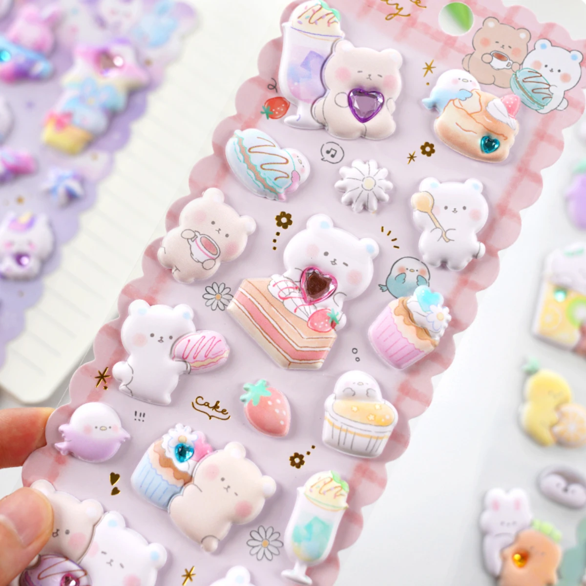 1 pc Random Cute Little Animals Crystal Decorative 3D Puffy Stickers Cute Stationery Diy Scrapbooking Sticker