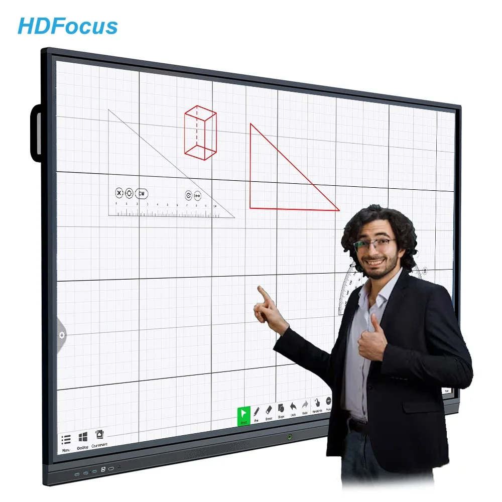 HDFocus 110 Inch Interact Board 4K Whiteboard Smart Lcd Touch Screen Flat Panel Classroom Interactive Whiteboard For School