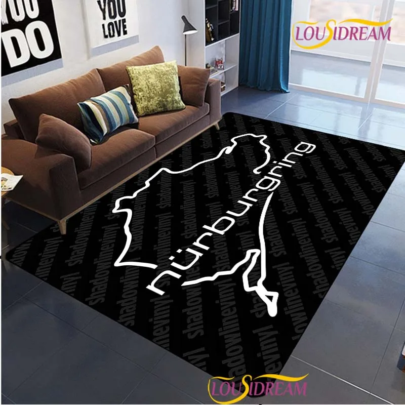 Germany Circuit Map N-Nurbur-gring Race Track NonSlip Rug for Living Room,Bedroom,Playroom,Kitchen Door Floor Mat Decor Rug Gift