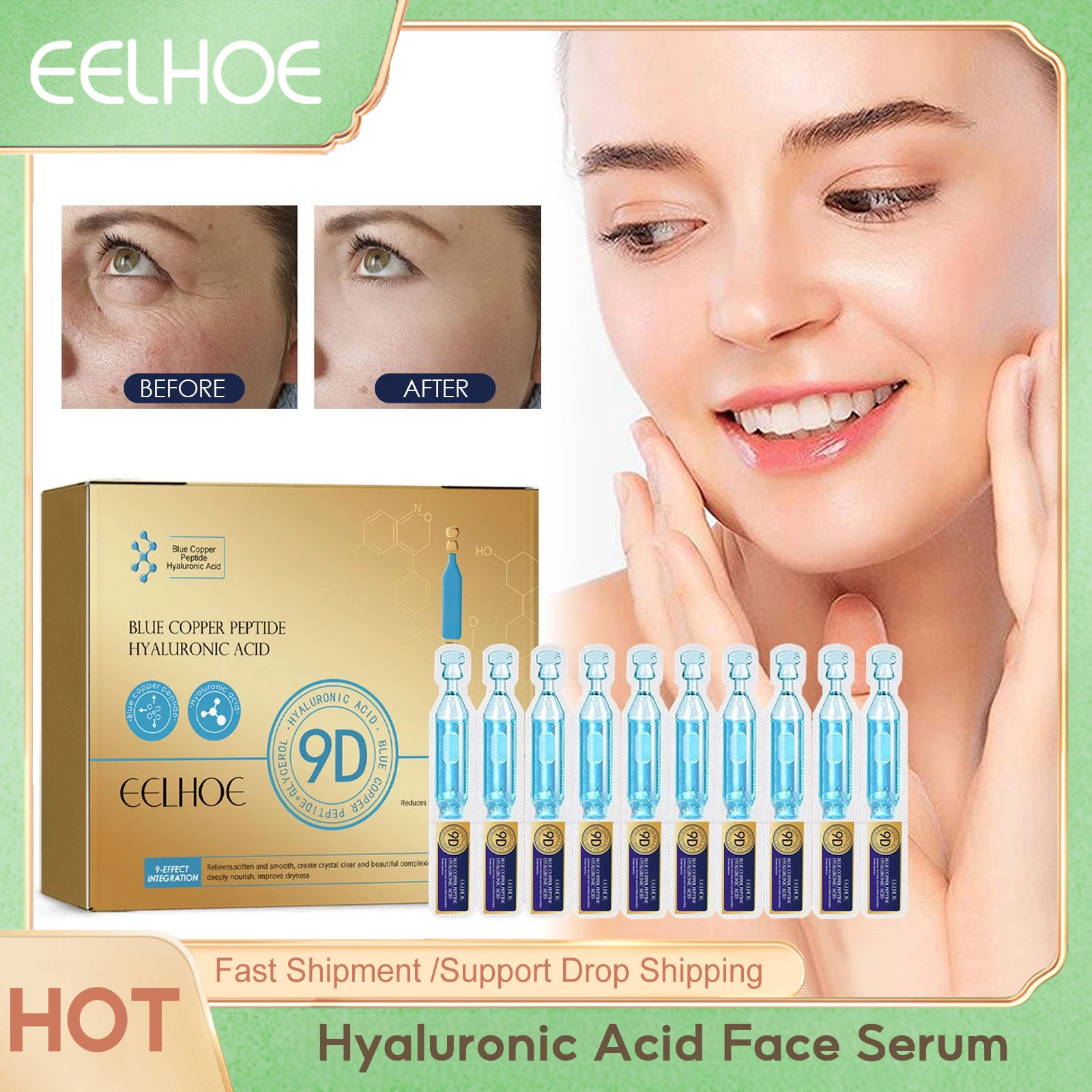 Hyaluronic Acid Face Serum Nourishing Moisturizing Remove Wrinkle Smoothing Fine Lines Lifting Firming Skin Anti Aging Essence