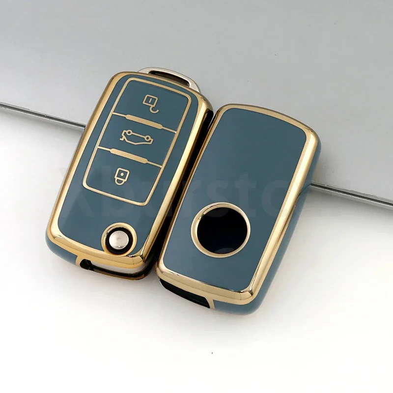 TPU Car Folding Key Case Cover Bag For Volkswagen VW Golf Bora Tiguan Passat Jetta POLO GOLF MK6 for Skoda Octavia A5 Holder