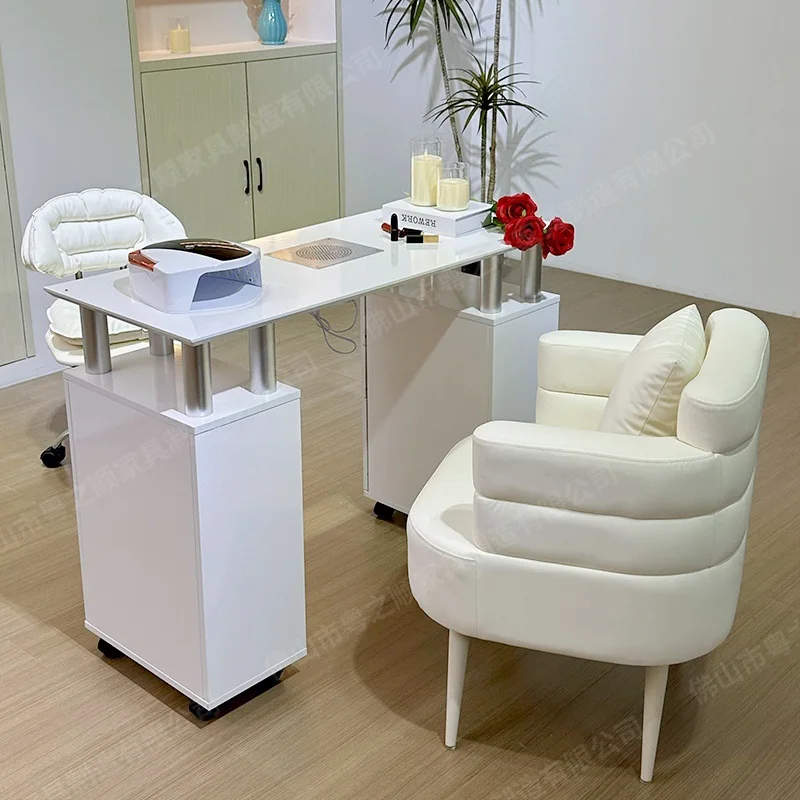 

Integrated Vacuum Cleaner Nail Table Organizer Drawer Modern White Tech Nail Desk Mesa Designer Tavolo Unghie Salon Furniture
