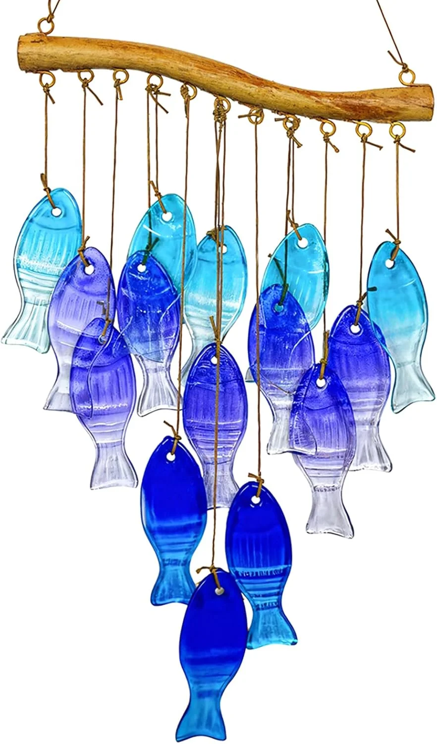 Blue Glass Wind Chimes Fish Shape Glass Bell Hanging Suncatcher Home Decoration Birthday Gift Wind Chimes for Wedding Souvenir