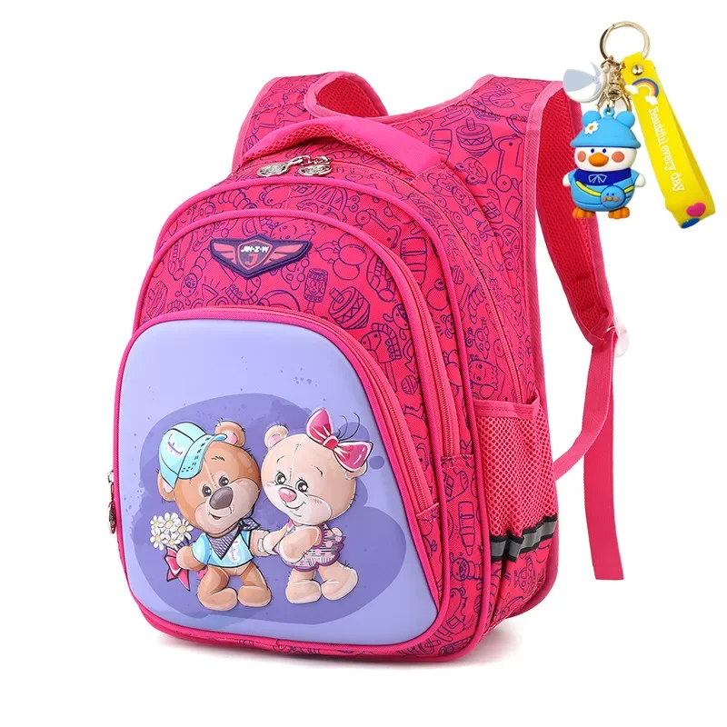 Mochilas escolares 3D impermeables para niños y niñas, mochila escolar ortopédica primaria de dibujos animados, bolsa para libros de grado 1-3