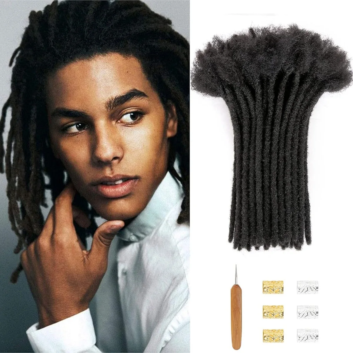 Synthetic Afro Dreadlock Loc Bundles for Men and Women, Synthetic Hairs crochet  Extensions, 10 Strands Locs（10inch，5g/Locs）