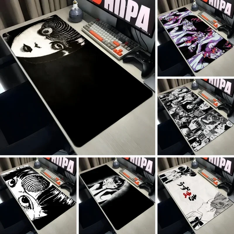 Junji Ito Tees Horror Mouse Mat Rubber Desk Mat Office Large Gaming Mousepad Anime Locking Edge Mouse Pad Gamer Non-Slip Carpet