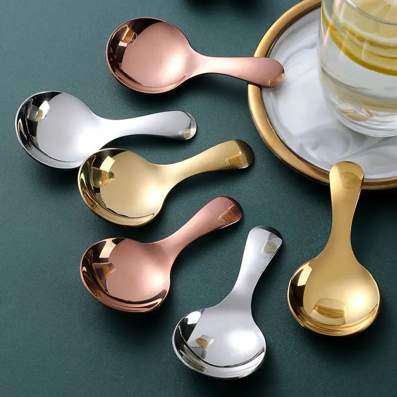 5pcs Stainless Silicone Ice Cream Spoon Portable Aluminum Alloy Anti Ice Maker Scoop Spoon For Home Kitchen Accessories