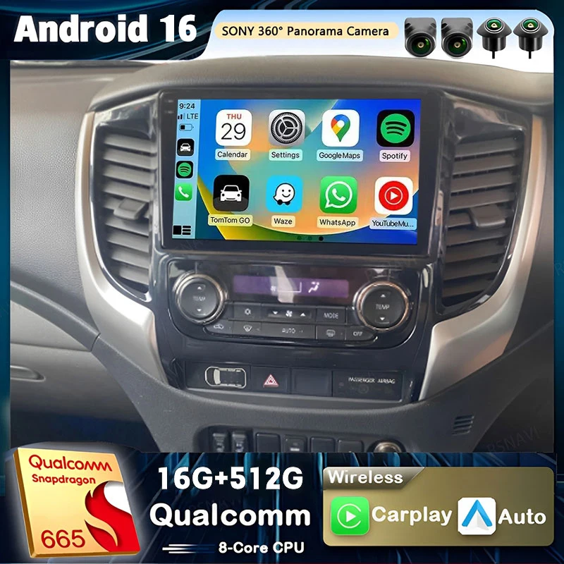 Android 16 Carplay Car Radio For Mitsubishi Pajero Sport 3 L200 5 Triton 3 2015-2019 Multimedia Video Player GPS Stereo 2Din DVD