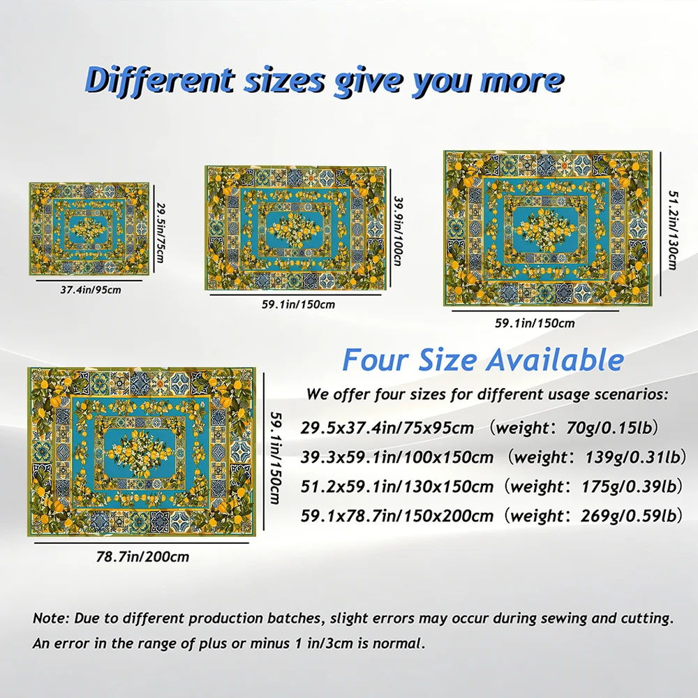 Bohemian Lemon Tile Pattern Tapestry Wall Hanging Blue Mediterranean Citrus Geometric Moroccan Boho Decor
