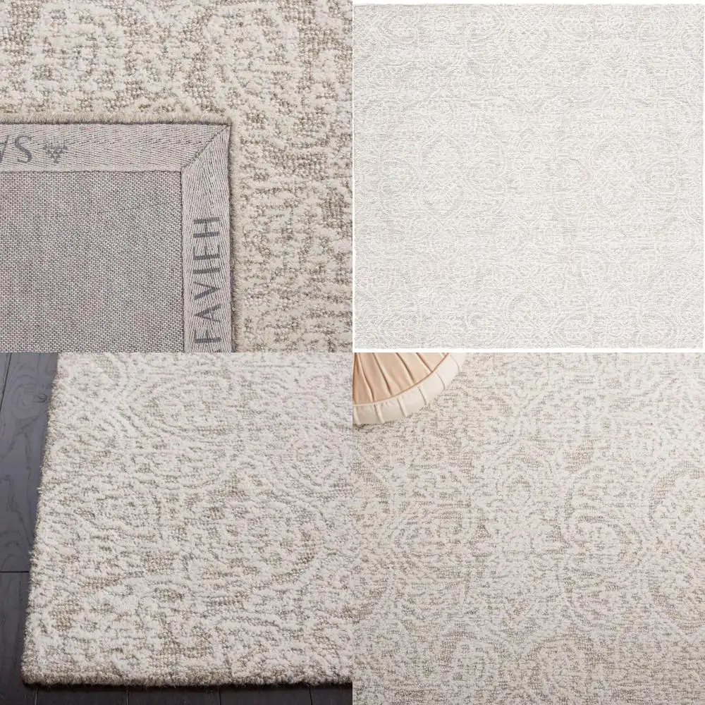 

10' Square Natural & Ivory Handcrafted Wool Rug, Perfect for Living Room, Bedroom, Dining Area