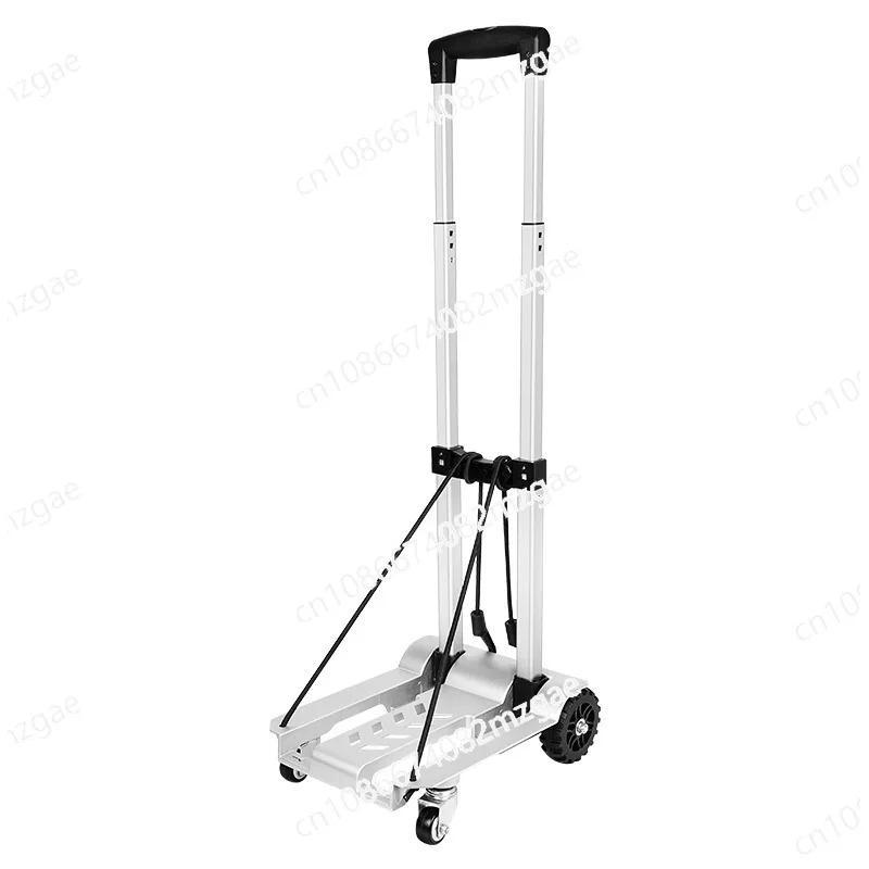 Portable folding trolley Alloy chassis Small trolley Universal wheel Pull cargo Handling trailer Household
