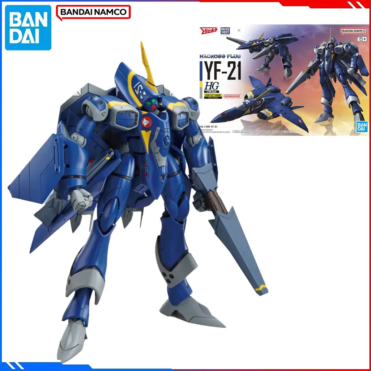 

Genuine Bandai Original Macross Plus Figure Model Kits HG 1/100 Anime Figures YF-21 Action Model Toys Gift for Christmas Kids