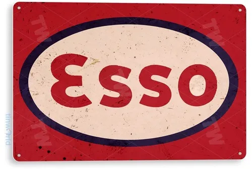 TIN SIGN Esso Gas Oil Sign, Station, Garage, Auto Shop, Retro, Rustic, A061 --Tin Sign