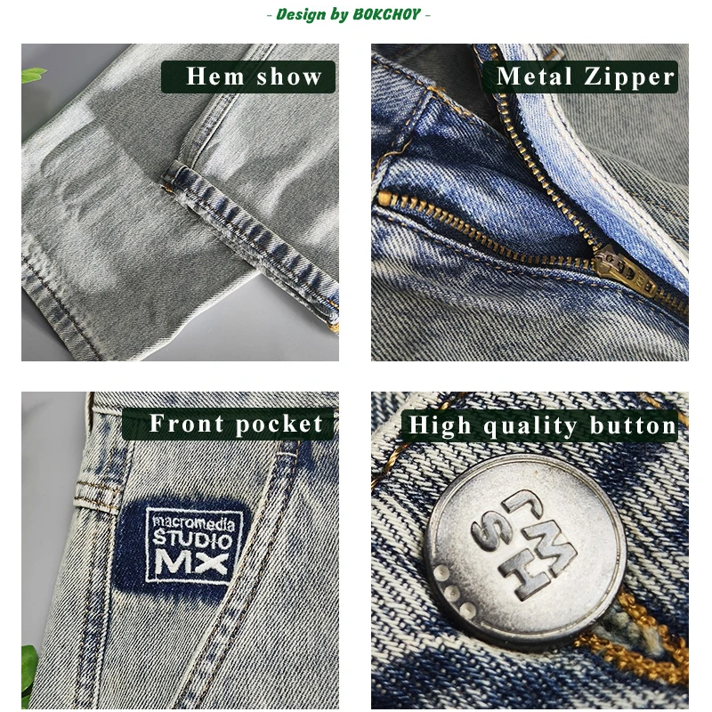 2024 Summer Spring New Vintage Casual Jeans for Men Clothing Washed Soft Cotton Loose Straight Man Pants Baggy Jeans KK1008-1