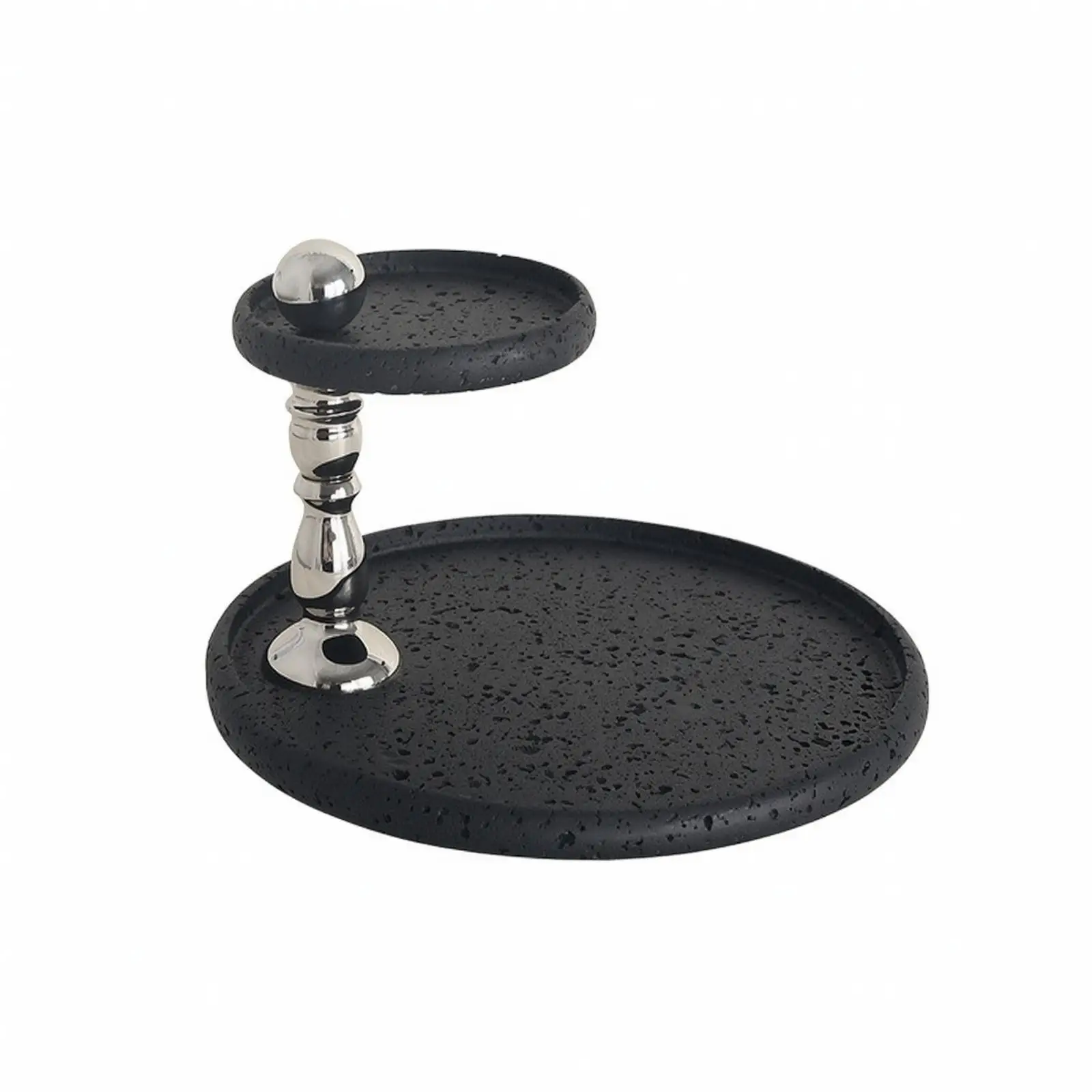 Resin Vanity Tray with Travertine Look and Raised Edge for Bedside Counter Organizing of Daily Beauty Items