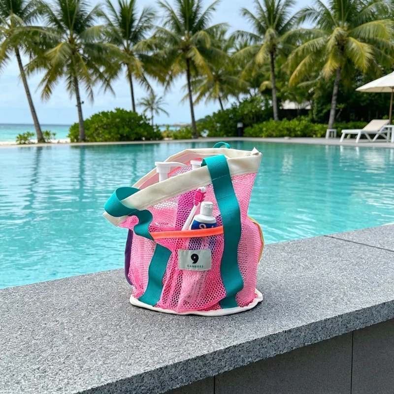 

Ins-style Beach Bag:Outdoor Travel Mesh Storage Bag for Beach Swimming,Bathing,and Toiletrie|Swimming Equipment Bath Storage Bag