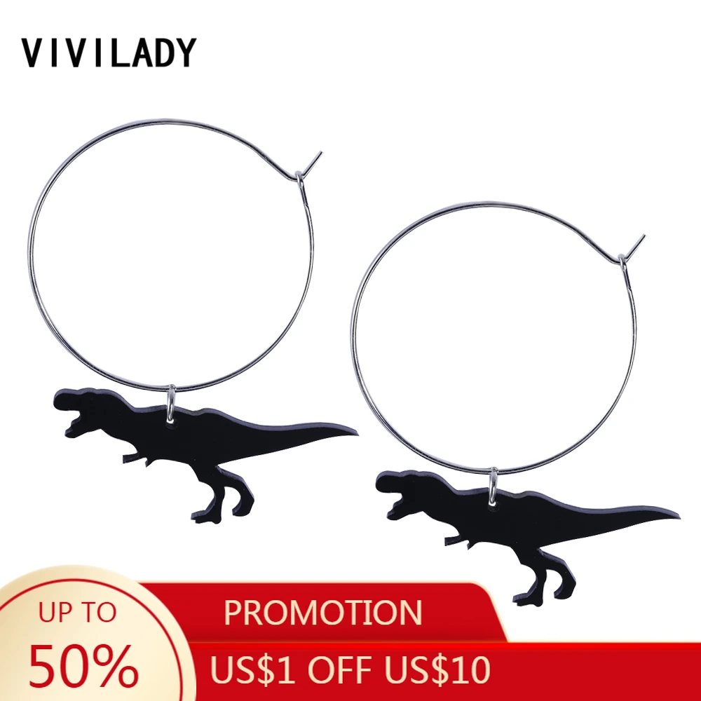 VIVILADY New Design Dinosaur Acrylic Hoop Earrings Women Cute Animal Boho Bijoux Friendship Accessory Jewelry Birthday Gifts