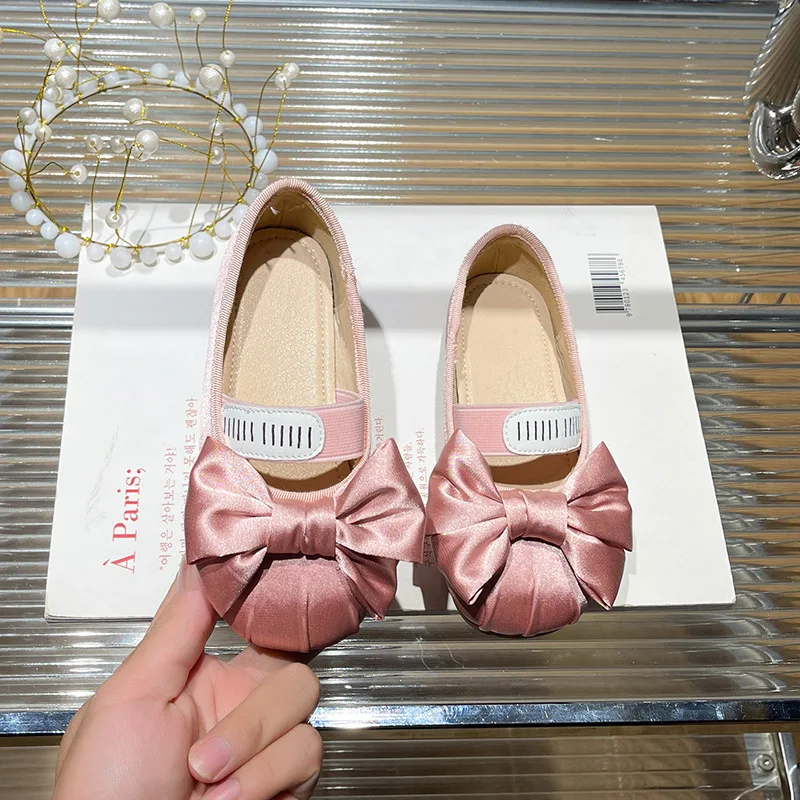 Girls Shoes Spring Summer Kids Fashion Mary Jane Dress Party Ballet Princess Flats Children Brand Sandals Bowtie Silk Soft Sole