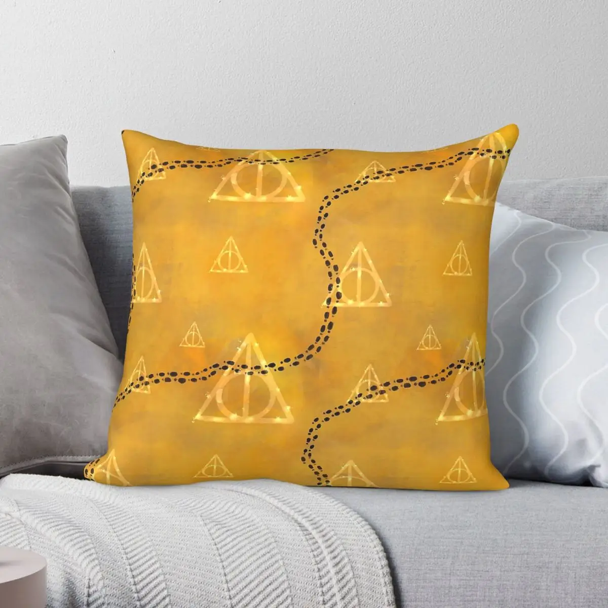 Magical Map Footprints Square Pillowcase Polyester Linen Velvet Creative Zip Decor Throw Pillow Case Car Cushion Cover