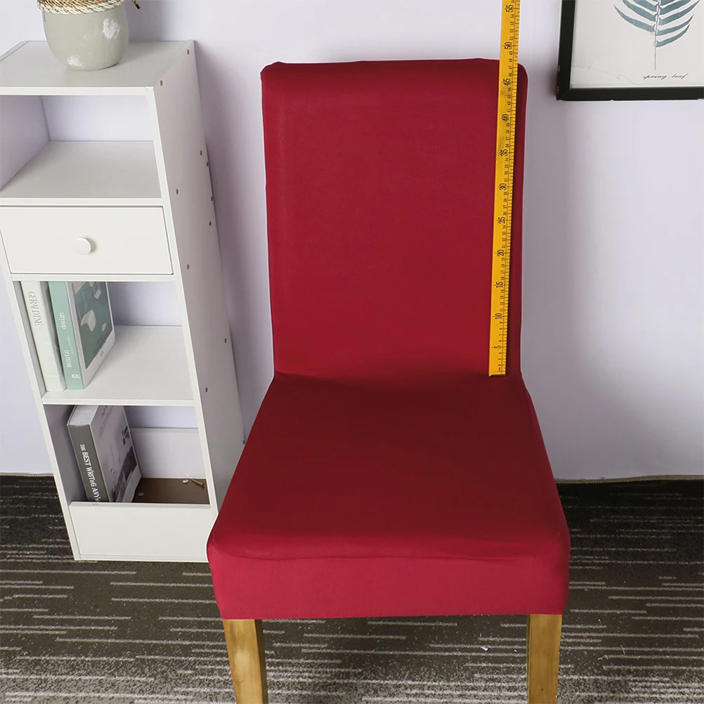 

Red Solid Color Dining Chair Cover Silk Slipcover Removable Washable Protector for Kitchen Restaurant Bar