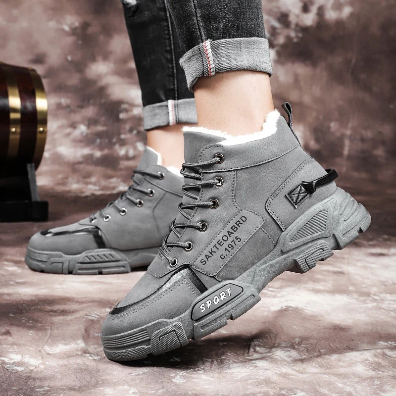 Winter Outdoor Snow Boots Men Thick Bottom Lightweight Keep Warm Men Wear-resistant Plush Lace-up Casual Sports Shoes Men - view 4