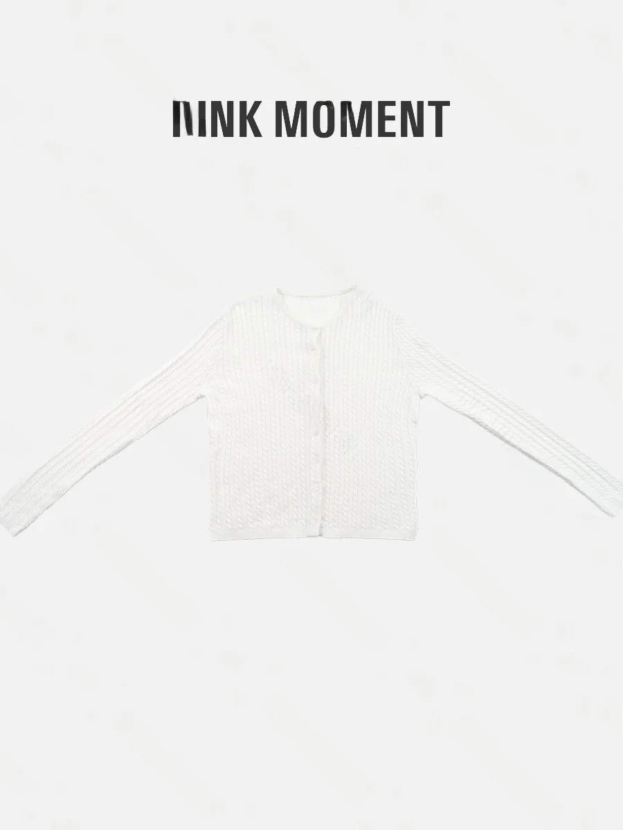 

Faionable Pure Cotton Floral Print Open Cardigan Women's Knitted Top Simple Sli Spring 2026 New Arrival PINK MOMENT