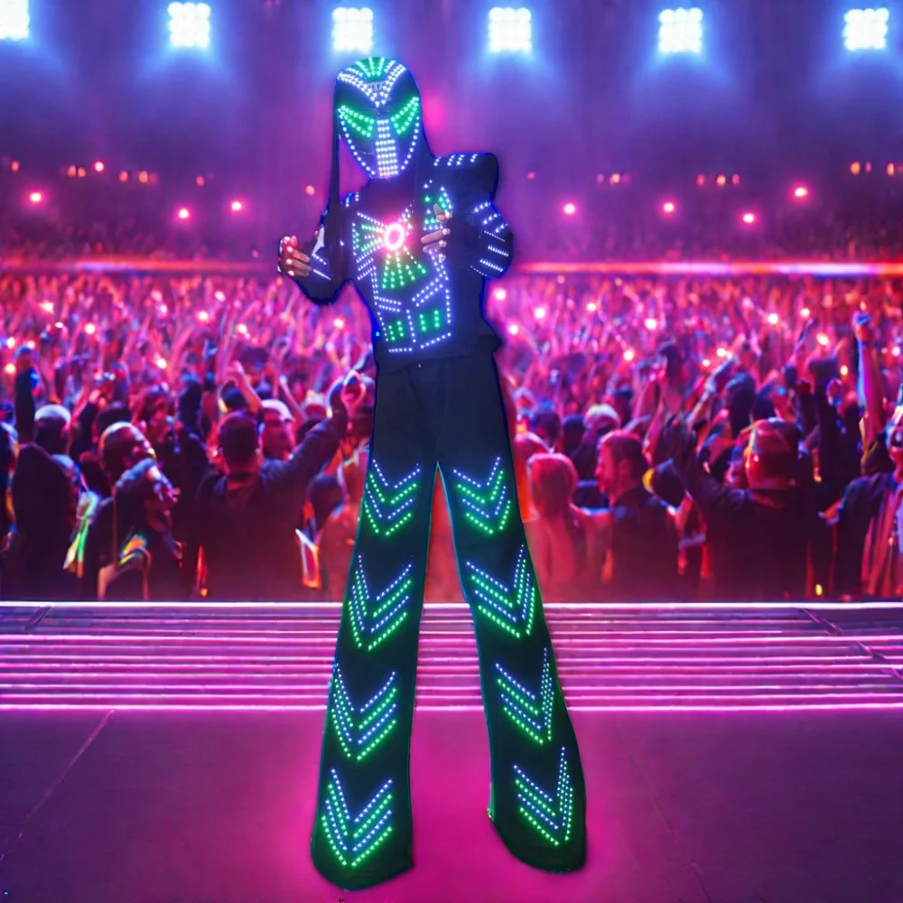 LED Stilts Walker Robot Rock the World Full Color Luminous Party Suit Events Party Show Performance Costume