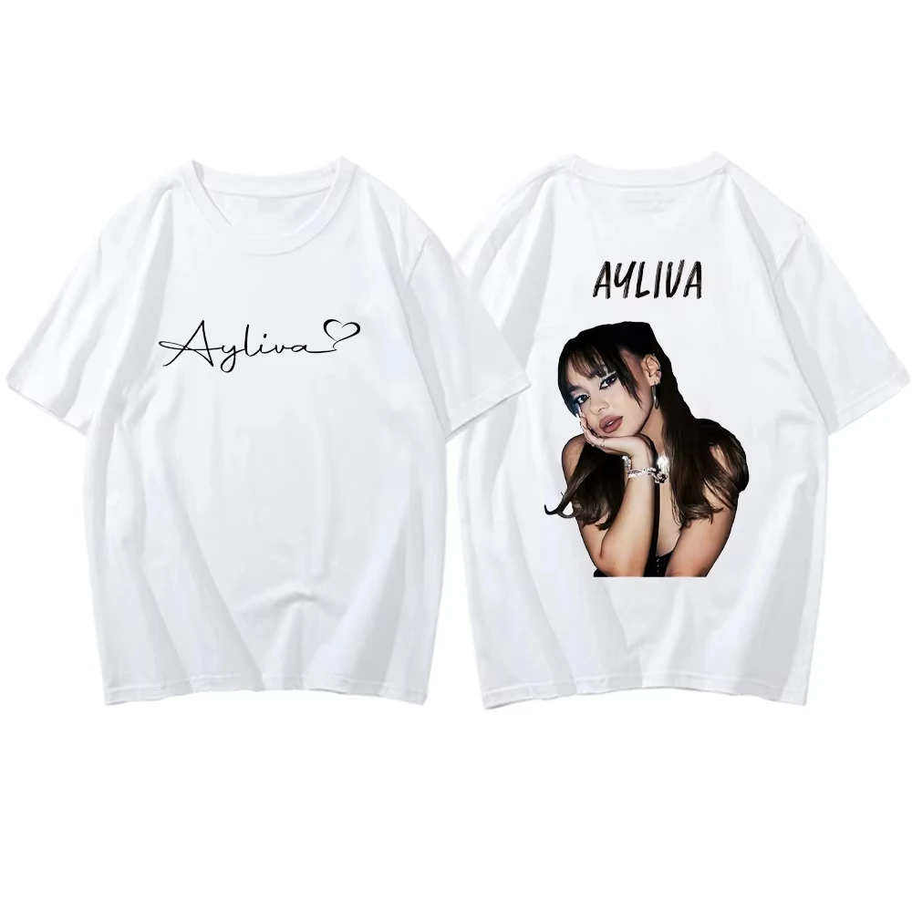 

Футболка с принтом Ayliva Tour 2025 Hannover, модная и повседневная футболка из чесаного хлопка с короткими рукавами и круглым вырезом