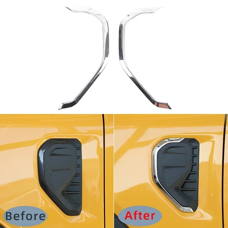 For Ford Ranger 2023 2024 ABS Chrome Car Front Side Fender Trim Car Styling Accessories