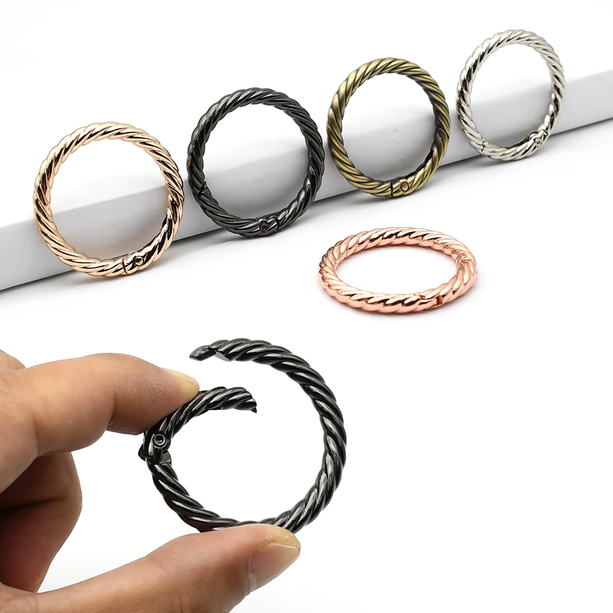 Metal O Ring Spring Gate Openable Keyring Leather Craft Bag Belt Strap Buckle Trigger Snap Clasp Clip Connector DIY Accessories
