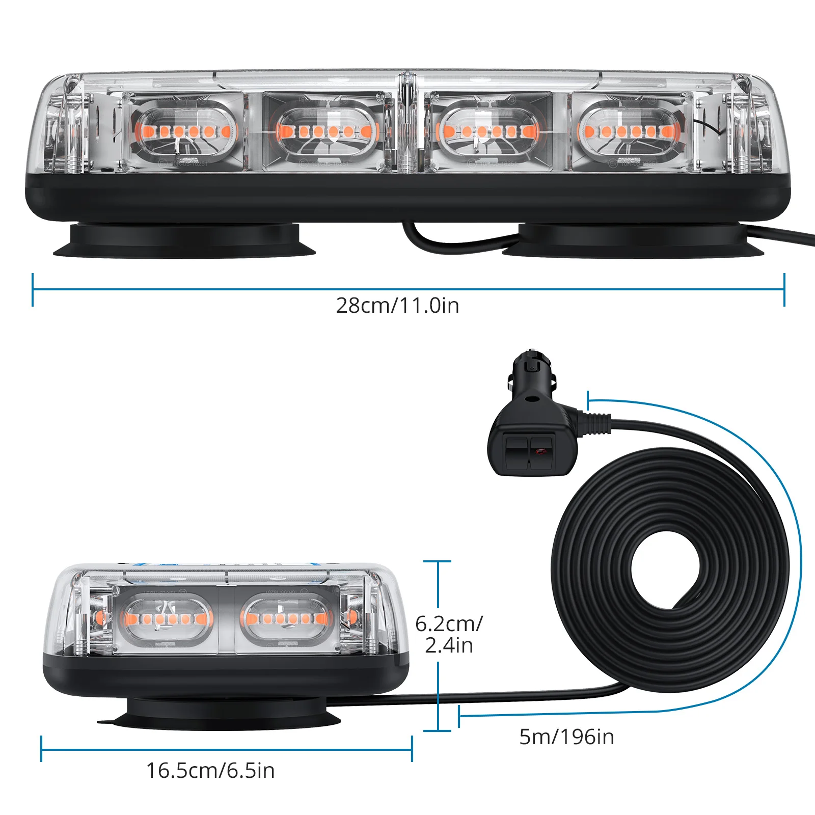 AUTOUTLET 72LED 10V-30V Magnetic Rotating Flash Beacon Strobe Warning Light Lamp