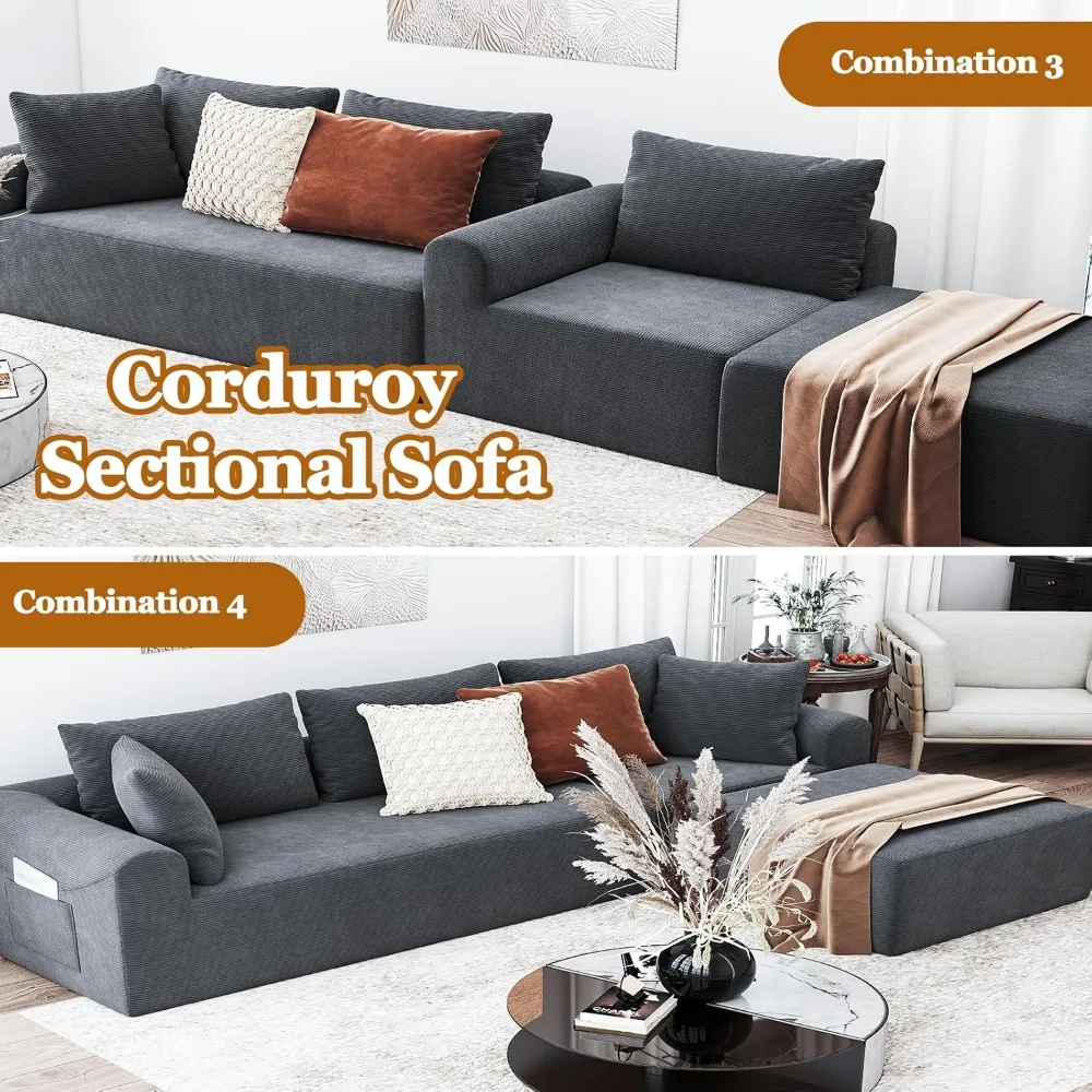 Современный секционный диван с L-образным шезлонгом, модульный диван с глубоким сиденьем для гостиной и спальни, удобная мягкая мебель