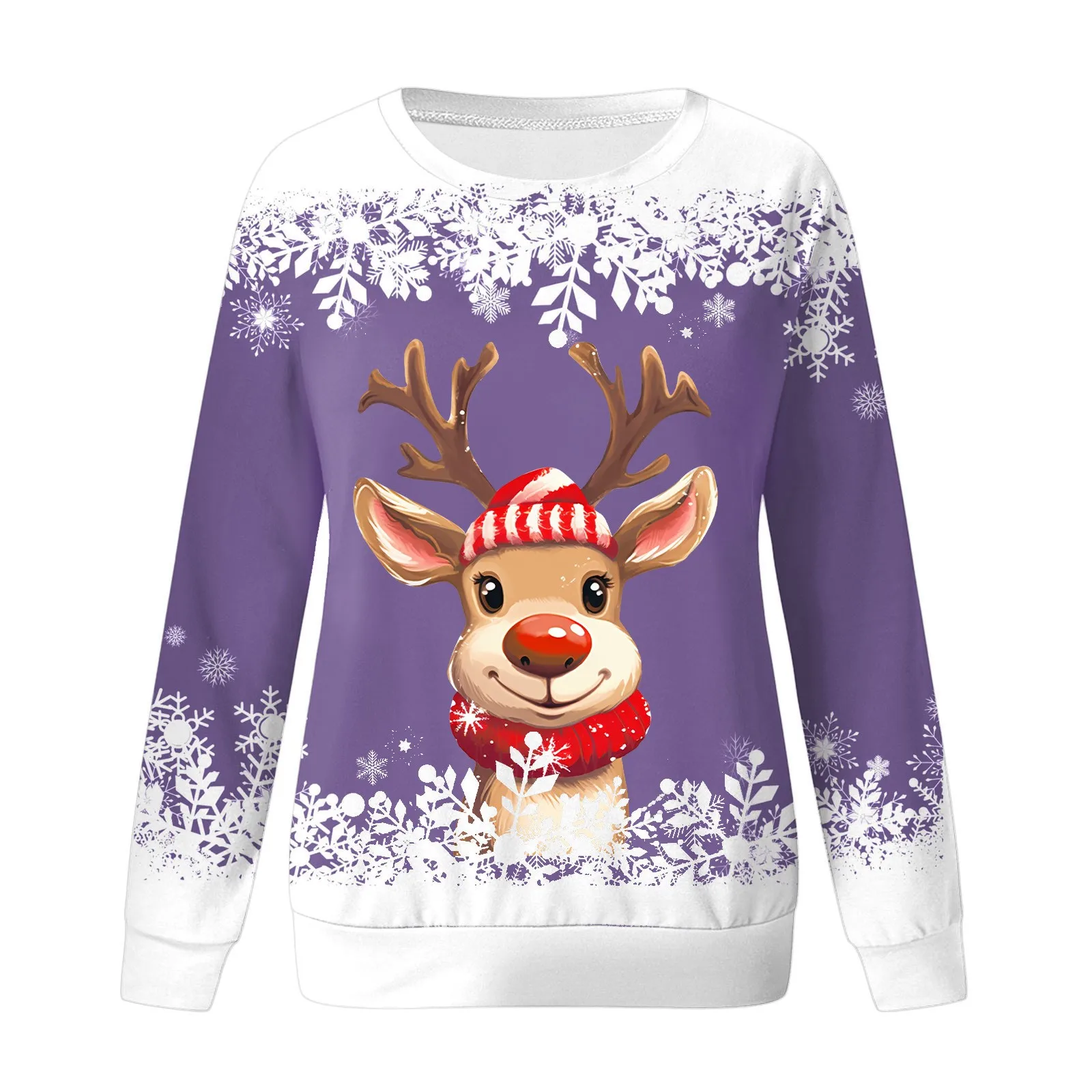 Teen Girls Long Sleeve Crewneck Sweatshirt Sweaters For Women Christmas Cute Reindeer Graphic Xmas Shirts Fleece Clothes Women