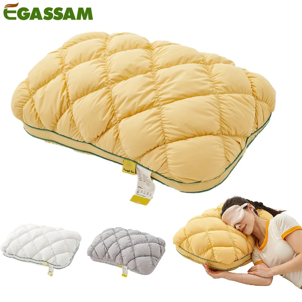 1PCS Mellow Sleep Pillow Puff, Pineapple Bun Fluffy Quilted Bed Pillow for Hot Sleepers, Marshmallow-Soft Sleeping Cushion