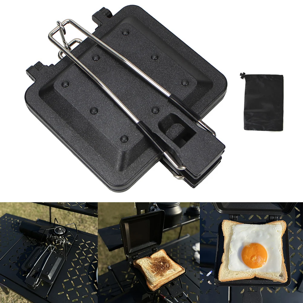 

Skillet Camping Grill Sandwich Grill Picnics Camping Trips 33*14*4.5cm Black Portable Sandwich Grill Portable New