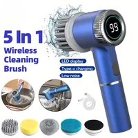 5 in 1 Electric Cleaning Brush Multifunctional Kitchen Bathroom Toilet Portable Powerful Clean Brush 5 Brush Heads LED Display