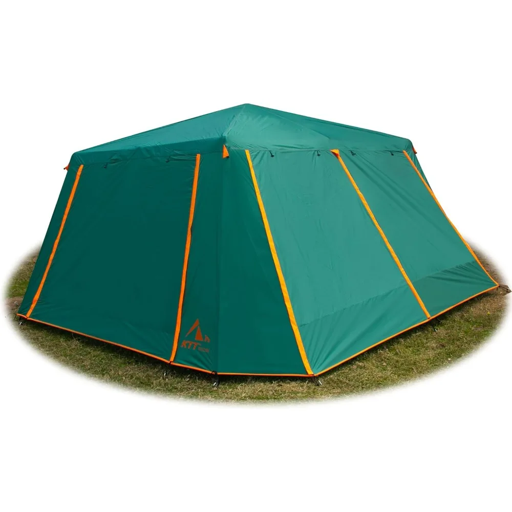 

Outdoor Tent,2 Rooms,3 Doors and 3 Windows with Mesh,Straight Wall,Waterproof,Double Layer,Camping Tents